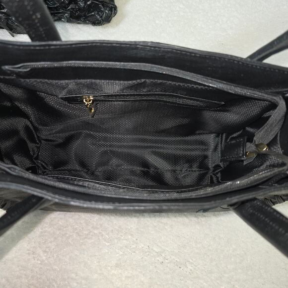 Black Lizard Embossed Leather Tote Bag Handcrafted in Mexico - Picture 4 of 5